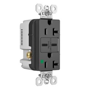 PASS AND SEYMOUR TR20HUSBCCBK USB Charger Receptacle, Tamper Resistant, Dual USBC, 20A, 125V, Black | CH3ZHC