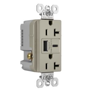PASS AND SEYMOUR TR20USBACNI USB Charger Receptacle, Tamper Resistant, 20A, 125V | CH3ZJG