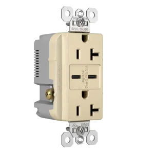 PASS AND SEYMOUR TR20USBCCI USB Charger Receptacle, Tamper Resistant, Dual USBC, 20A, 125V, Ivory | CH3ZHW