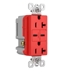 PASS AND SEYMOUR TR20USBCCRED USB Charger Receptacle, Tamper Resistant, Dual USBC, 20A, 125V, Red | CH3ZHZ