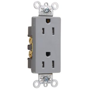 PASS AND SEYMOUR TR26242-GRY Duplex Receptacle, 15A, 125V, Tamper Resistant, Gray | CH4MNN