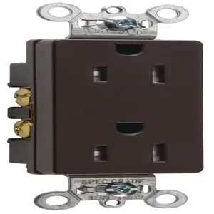 PASS AND SEYMOUR TR26252 Duplex Receptacle, 15A, 125V, Tamper Resistant, Brown | CH4MNT