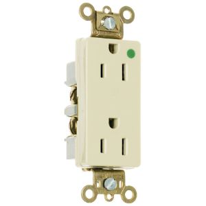 PASS AND SEYMOUR TR26262-HGI Heavy Duty Duplex Receptacle, 15A, 125V, Tamper Resistant, Ivory | CH4LHW