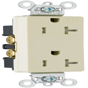 PASS AND SEYMOUR TR26362-I Heavy Duty Duplex Receptacle, 20A, 125V, Tamper Resistant, Ivory | CH4LJR