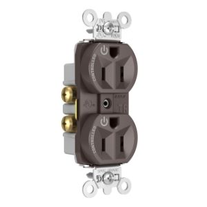 PASS AND SEYMOUR TR5262CD Hard Use Duplex Receptacle, Spec Grade, Plug Load controllable, 15A, 125V, Brown | CH4DJU