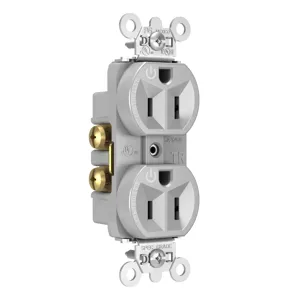 PASS AND SEYMOUR TR5262CDGRY Hard Use Duplex Receptacle, Spec Grade, Plug Load controllable, 15A, 125V,Gray | CH4DKC