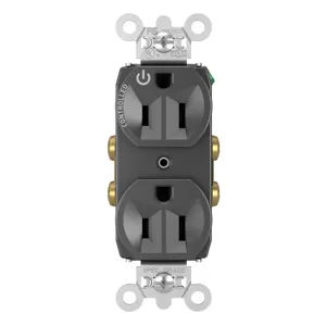 PASS AND SEYMOUR TR5262CHBK Tamper Resistant Duplex Receptacle, Dual Control Plug Load, 15A, 125V, 0 | CH4GRT