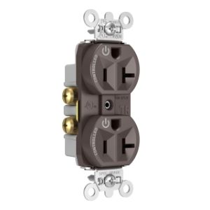 PASS AND SEYMOUR TR5362CD Hard Use Duplex Receptacle, Spec Grade, Plug Load controllable, 20A, 125V, Brown | CH4DKG