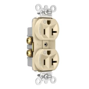 PASS AND SEYMOUR TR5362CDI Hard Use Duplex Receptacle, Spec Grade, Plug Load controllable, 20A, 125V, Ivory | CH4DKL