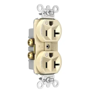 PASS AND SEYMOUR TR5362CDLA Hard Use Duplex Receptacle, Plug Load controllable, 20A, 125V, Light Almond | CH4DKN