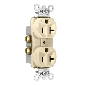 PASS AND SEYMOUR TR5362CHI Hard Use Duplex Receptacle, Spec Grade, Plug Load controllable, 20A, 125V, Ivory | CH4DKK