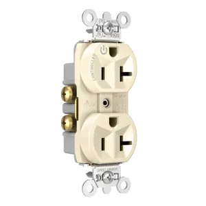 PASS AND SEYMOUR TR5362CHLA Hard Use Duplex Receptacle, Plug Load controllable, 20A, 125V, Light Almond | CH4DKM