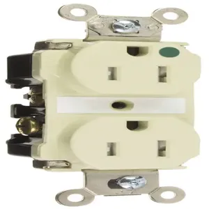 PASS AND SEYMOUR TR62-HI Duplex Receptacle, Hospital Grade, Smooth Face, 15A, 125V, Ivory | CH4LLE