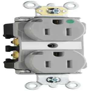 PASS AND SEYMOUR TR8200-HPIGRY Heavy Duty Duplex Receptacle, Hospital Grade, Power Indicating, 15A, Gray | CH3YVR