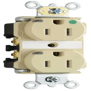 PASS AND SEYMOUR TR8200-HPII Heavy Duty Duplex Receptacle, Hospital Grade, Power Indicating, 15A, Ivory | CH3YVT