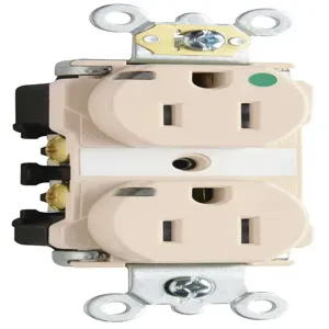 PASS AND SEYMOUR TR8200-HPILA Duplex Receptacle, Hospital Grade, Power Indicating, 15A, Light Almond | CH3YVU