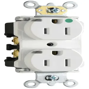 PASS AND SEYMOUR TR8200-HPIW Heavy Duty Duplex Receptacle, Hospital Grade, Power Indicating, 15A, White | CH3YVW