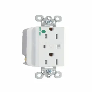 PASS AND SEYMOUR TR8200-WSP Extra Heavy Duty Duplex Receptacle, Hospital Grade, Surge Protective, White | CH4LKR