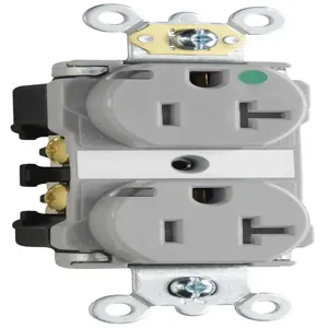 PASS AND SEYMOUR TR8300-HPIGRY Heavy Duty Duplex Receptacle, Hospital Grade, Power Indicating, 20A, Gray | CH3ZLT