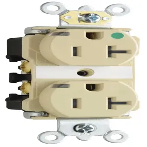 PASS AND SEYMOUR TR8300-HPII Heavy Duty Duplex Receptacle, Hospital Grade, Power Indicating, 20A, Ivory | CH3ZLU