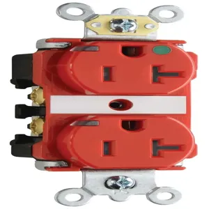 PASS AND SEYMOUR TR8300-HPIRED Heavy Duty Duplex Receptacle, Hospital Grade, Power Indicating, 20A, Red | CH3ZLW