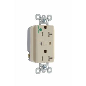 PASS AND SEYMOUR TR8300-ISP Extra Heavy Duty Duplex Receptacle, Hospital Grade, Surge Protective, Ivory | CH4LKL