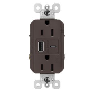 PASS AND SEYMOUR WRTR15USBAC6 USB Charger Receptacle, Tamper Resistant, Fast Charging, 15A, 125V | CH3YUR