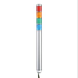PATLITE MP-402-RYGBZ LED-Signalturm, 4 Etagen, 30 mm Durchmesser, Rot/Bernstein/Grün/Blau, Dauerlichtfunktion | CV7RBF