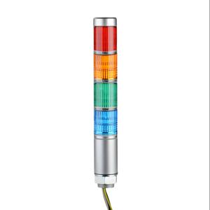 PATLITE MPS-402-RYGBZ LED-Signalturm, 4 Etagen, 30 mm Durchmesser, Rot/Bernstein/Grün/Blau, Dauerlichtfunktion | CV7RBT