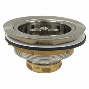 PERFECT EQUIPMENT 59-3222 Sink Strainer, 1 1/2 Inch Pipe Dia, Brass, Brushed Nickel, 5 Inch Length, Round | CT7PYP 415F59