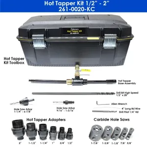 PETERSEN PRODUCTS 261-0020-KC Hot Tapping Kit, Multi Size, Carbide Hole Saw, 1/2 - 2 Inch NPT | CF3BUX