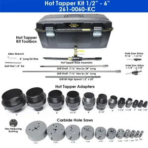 PETERSEN PRODUCTS 261-0060-KC Hot Tapping Kit, Multi Size, Carbide Hole Saw, 1/2 - 6 Inch NPT | CF3BUZ