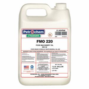 PETROCHEM FMO 220-001 Hydrauliköl, mineralisch, 1 Gallone, Krug, Iso-Viskositätsklasse 220, H1-Lebensmittelqualität, Sae-Klasse 50 | CT7QHR 45VF60