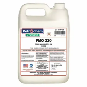 PETROCHEM FMO 220-001 Hydraulic Oil, Mineral, 1 Gal, Jug, Iso Viscosity Grade 220, H1 Food Grade, Sae Grade 50 | CT7QHR 45VF60