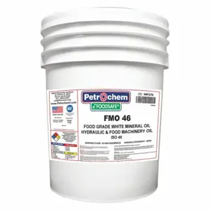 PETROCHEM FOODSAFE FMO 46-005 Hydraulic Oil, Mineral, 5 Gal, Pail, Iso Viscosity Grade 46, H1 Food Grade, Sae Grade 20 | CT7QHL 40P270