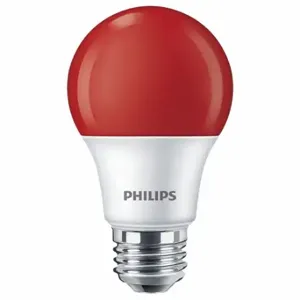 PHILIPS 8A19/LED/RED/P/ND 120V 4/1FB LED Bulb, A, A19, Medium Screw | CT7RKB 54YP62