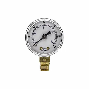 PIC GAUGES 101D-158D Industrial Pressure Gauge, Corrosion-Resistant Case, 0 To 60 Psi, 1 1/2 Inch Dial, Bottom | CT7TPE 54XP01