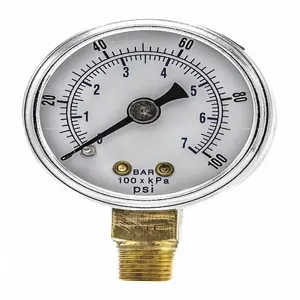 PIC GAUGES 101D-158E Pressure Gauge, 0 To 100 Psi Range, 1/8 MNPT, +/-3-2-3% Gauge Accuracy | CH6HNC 54XP02