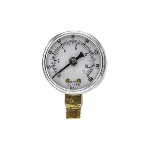 PIC GAUGES 101D-158F Industrial Pressure Gauge, Corrosion-Resistant Case, 0 To 160 Psi, 1 1/2 Inch Dial, Bottom | CT7TRQ 54XP03