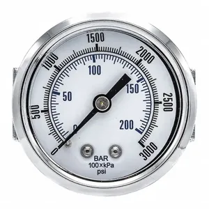 PIC GAUGES 103D-204P Pressure Gauge, 0 To 3000 Psi Range, 1/4 MNPT, +/-3-2-3% Gauge Accuracy | CH6TFJ 54XN92