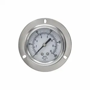 PIC GAUGES 104D-258G Panel-Mount Pressure Gauge, Front Flange, 0 To 200 Psi, 2 1/2 Inch Dial, 1/8 Inch Npt Male | CT7TPT 54XR13