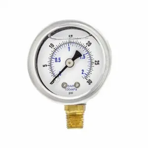 PIC GAUGES 201L-158C Industrial Pressure Gauge, 0 To 30 Psi, 1 1/2 Inch Dial, 1/8 Inch Npt Male | CT7TKK 20TU80