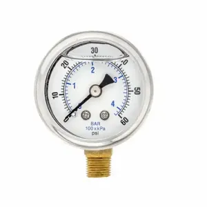 PIC GAUGES 201L-158D Industrial Pressure Gauge, 0 To 60 Psi, 1 1/2 Inch Dial, 1/8 Inch Npt Male | CT7TMV 20TU81