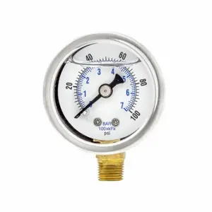 PIC GAUGES 201L-158E Industrial Pressure Gauge, 0 To 100 Psi, 1 1/2 Inch Dial, 1/8 Inch Npt Male | CT7TGR 20TU82