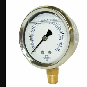 PIC GAUGES 201L-158R Industrial Pressure Gauge, 0 To 5000 Psi, 1 1/2 Inch Dial, Bottom, Dual | CT7TLX 20TU86