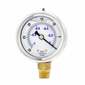 PIC GAUGES 201L-204A Industrial Vacuum Gauge, -30 To 0 Psi, 2 Inch Dial, 1/4 Inch Npt Male, Dual | CT7TTX 20TU87