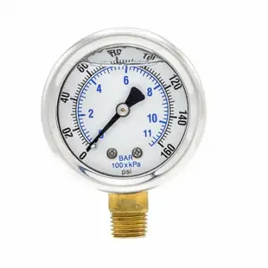 PIC GAUGES 201L-204F Industrial Pressure Gauge, 0 To 160 Psi, 2 Inch Dial, 1/4 Inch Npt Male, Dual | CT7THX 20TU91