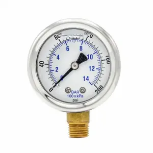 PIC GAUGES 201L-204G Industrial Pressure Gauge, 0 To 200 Psi, 2 Inch Dial, 1/4 Inch Npt Male, Dual | CT7TJX 20TU92