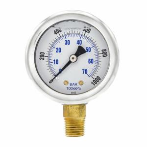 PIC GAUGES 201L-204M Industrial Pressure Gauge, 0 To 1000 Psi, 2 Inch Dial, 1/4 Inch Npt Male | CT7TGD 20TU95
