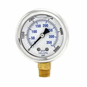 PIC GAUGES 201L-204R Industrial Pressure Gauge, 0 To 5000 Psi, 2 Inch Dial, 1/4 Inch Npt Male | CT7TMD 20TU98